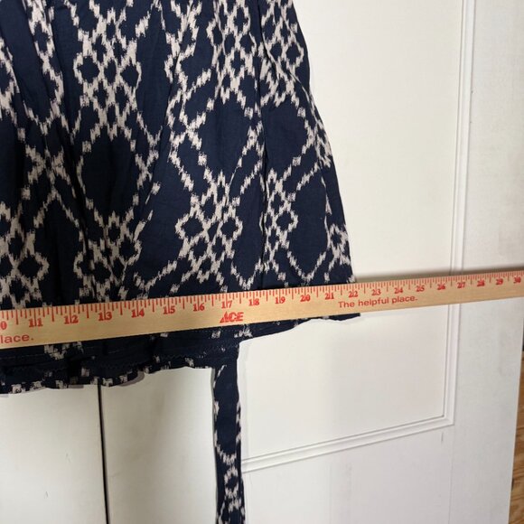 Anthropologie Rimbaud Tie Waist Mini Skirt Navy Blue Cream Size Small - Picture 6 of 13